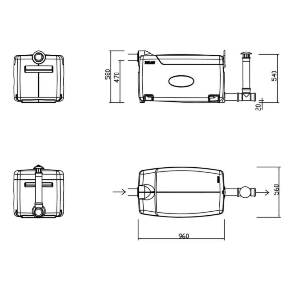 The Biolan Grey Water Filter Light Dimensions